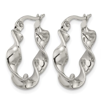 Chisel Stainless Steel Polished Twist Hoop Earrings — alternate view