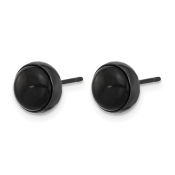 Chisel Stainless Steel Polished Black IP-plated Black Agate 8mm Post Earrings — alternate view