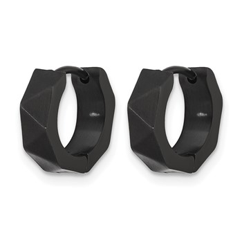 Chisel Stainless Steel Brushed Black IP-plated Faceted 4.5mm Hoop Earrings — alternate view