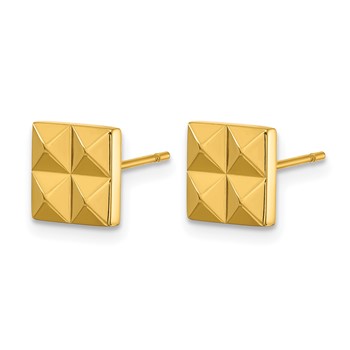 Chisel Stainless Steel Polished Yellow IP-plated Studded Square Post Earrings — alternate view
