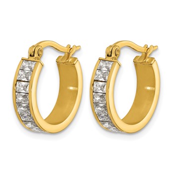 Chisel Stainless Steel Polished Yellow IP-plated with Glass Crystal Hoop Earrings — alternate view