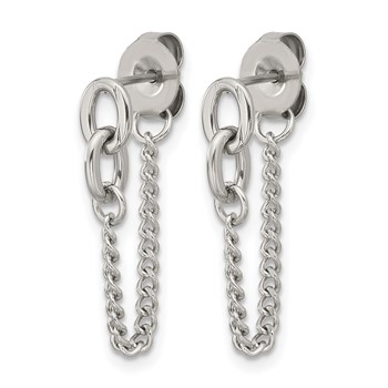 Chisel Stainless Steel Polished Chain Front and Back Post Dangle Earrings — alternate view