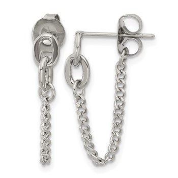 Chisel Stainless Steel Polished Chain Front and Back Post Dangle Earrings