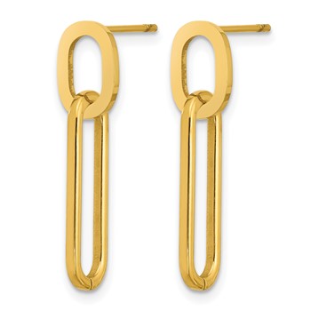 Chisel Stainless Steel Polished Yellow IP-plated Post Dangle Earrings — alternate view