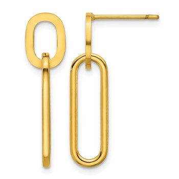 Chisel Stainless Steel Polished Yellow IP-plated Post Dangle Earrings