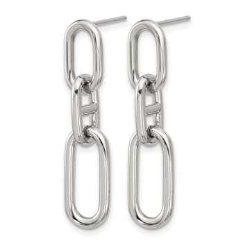 Chisel Stainless Steel Polished 9mm Link Dangle Post Earrings — alternate view