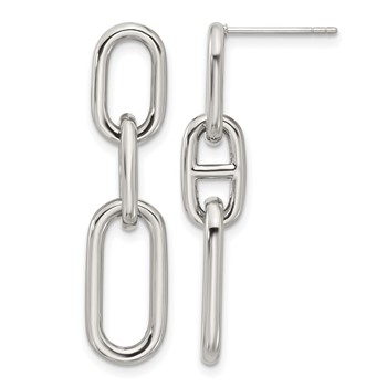 Chisel Stainless Steel Polished 9mm Link Dangle Post Earrings