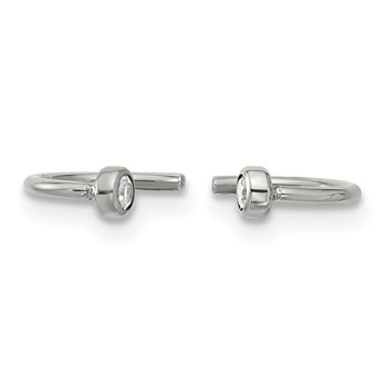 Chisel Stainless Steel Polished White Zircon Set of Two Nose Rings — alternate view