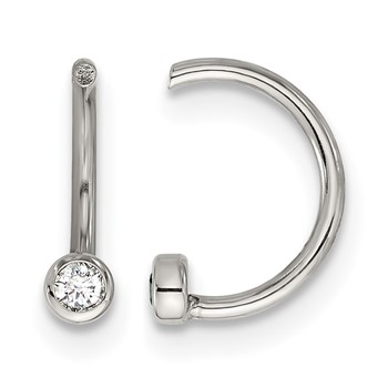 Chisel Stainless Steel Polished White Zircon Set of Two Nose Rings