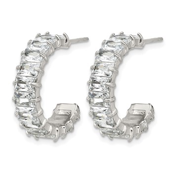 Chisel Stainless Steel Polished White Zircon J-Hoop Earrings — alternate view