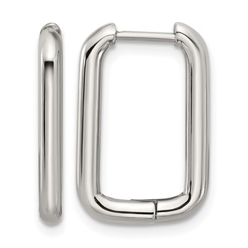 Stainless Steel Polsihed 2.5mm Square Hinged Hoop Earrings