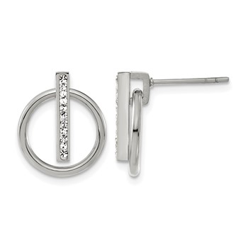 Chisel Stainless Steel Polished with Preciosa Crystal Post Dangle Earrings