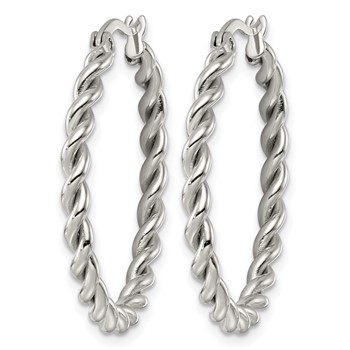 Chisel Stainless Steel Polished 3mm Twisted Hoop Earrings — alternate view