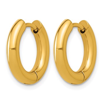 Chisel Stainless Steel Polished Yellow IP-plated 3mm Hinged Hoop Earrings — alternate view