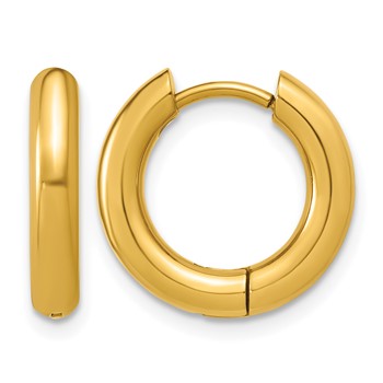 Chisel Stainless Steel Polished Yellow IP-plated 3mm Hinged Hoop Earrings