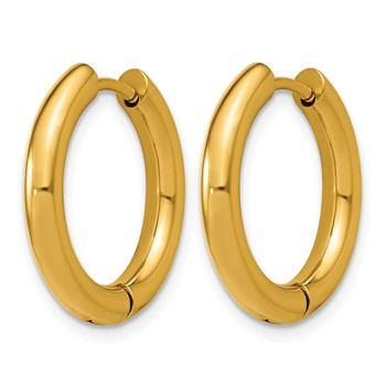 Chisel Stainless Steel Polished Yellow IP-plated 3mm Hinged Hoop Earrings — alternate view