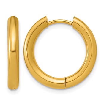 Chisel Stainless Steel Polished Yellow IP-plated 3mm Hinged Hoop Earrings