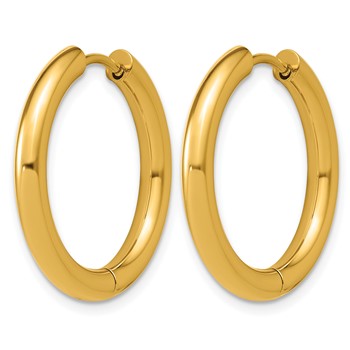 Chisel Stainless Steel Polished Yellow IP-plated 3mm Hinged Hoop Earrings — alternate view