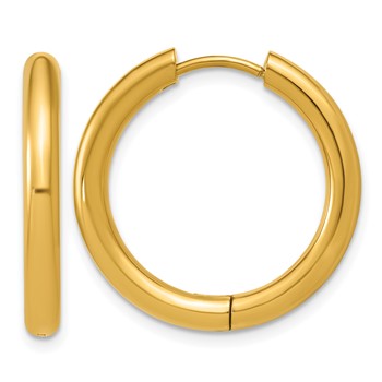 Chisel Stainless Steel Polished Yellow IP-plated 3mm Hinged Hoop Earrings