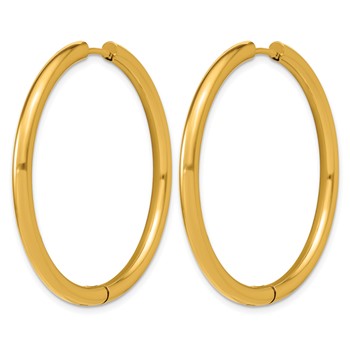 Chisel Stainless Steel Polished Yellow IP-plated 3mm Hinged Hoop Earrings — alternate view