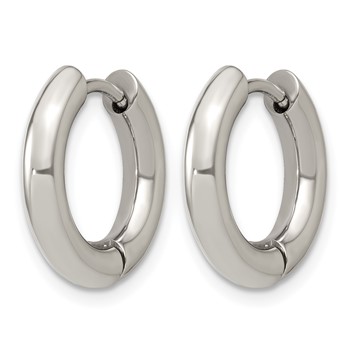 Chisel Stainless Steel Polished 3mm Hinged Hoop Earrings — alternate view