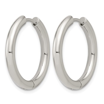 Chisel Stainless Steel Polished 3mm Hinged Hoop Earrings — alternate view