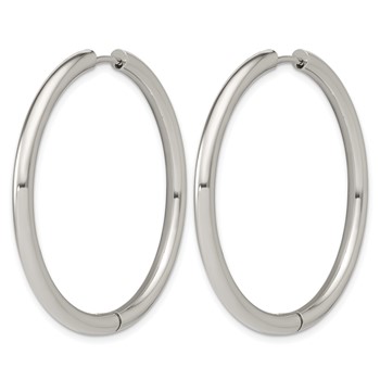 Chisel Stainless Steel Polished 3mm Hinged Hoop Earrings — alternate view