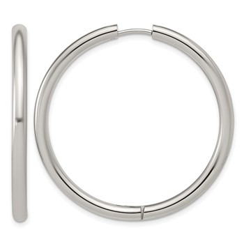Chisel Stainless Steel Polished 3mm Hinged Hoop Earrings