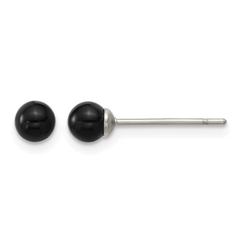 Chisel Stainless Steel Polished Black Onyx 4.25mm Post Earrings