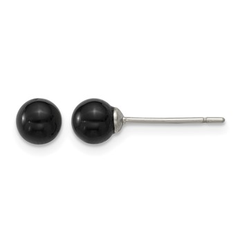 Chisel Stainless Steel Polished Black Onyx 5.25mm Post Earrings