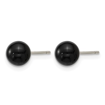 Chisel Stainless Steel Polished Black Onyx 6.25mm Post Earrings — alternate view