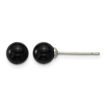 Chisel Stainless Steel Polished Black Onyx 6.25mm Post Earrings