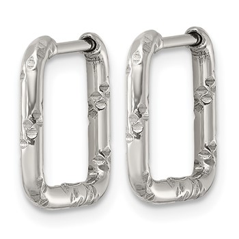 Chisel Stainless Steel Polished Diamond-cut  Square Hinged Hoop Earrings — alternate view