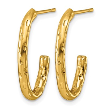 Chisel Stainless Steel Polished Textured Yellow IP-plated J-Hoop Earrings — alternate view