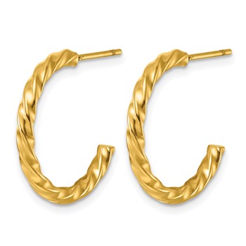 Chisel Stainless Steel Polished Yellow IP-plated Twisted C-Hoop Earrings — alternate view