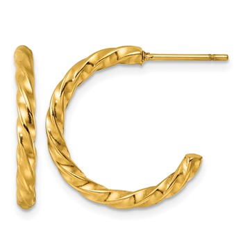 Chisel Stainless Steel Polished Yellow IP-plated Twisted C-Hoop Earrings