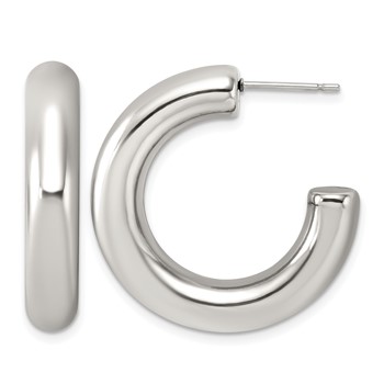 Chisel Stainless Steel Polished Thick C-Hoop Earrings