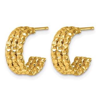 Chisel Stainless Steel Textured Yellow IP-plated C-Hoop Earrings — alternate view