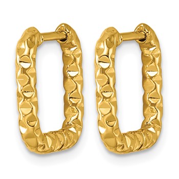 Chisel Stainless Steel Textured Yellow IP-plated Square Hinged Hoop Earrings — alternate view