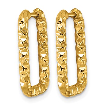 Chisel Stainless Steel Textured Yellow IP-plated Rectangle Hinged Hoop Earrings — alternate view