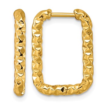 Chisel Stainless Steel Textured Yellow IP-plated Rectangle Hinged Hoop Earrings