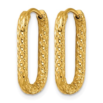 ChiselStainless Steel Textured Yellow IP-plated Rectangle Hinged Hoop Earrings — alternate view