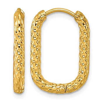 ChiselStainless Steel Textured Yellow IP-plated Rectangle Hinged Hoop Earrings