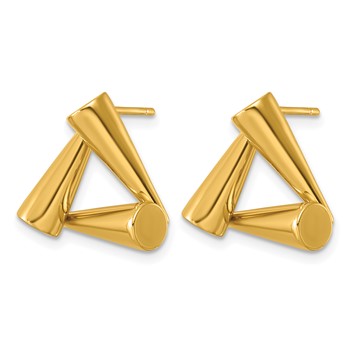 Chisel Stainless Steel Polished Yellow IP-plated Triangle Post Earrings — alternate view