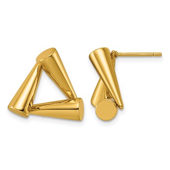 Chisel Stainless Steel Polished Yellow IP-plated Triangle Post Earrings