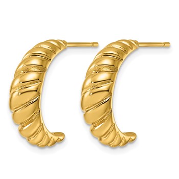 Chisel Stainless Steel Polished Yellow IP-plated Graduated Twisted C-Hoop Earrings — alternate view
