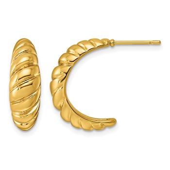 Chisel Stainless Steel Polished Yellow IP-plated Graduated Twisted C-Hoop Earrings