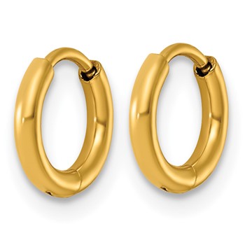 Chisel Stainless Steel Polished Yellow IP-plated Huggie Hoop Earrings — alternate view