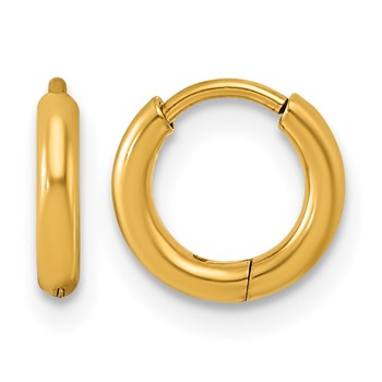 Chisel Stainless Steel Polished Yellow IP-plated Huggie Hoop Earrings