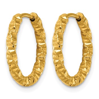 Chisel Stainless Steel Textured Yellow IP-plated Hinged Hoop Earrings — alternate view